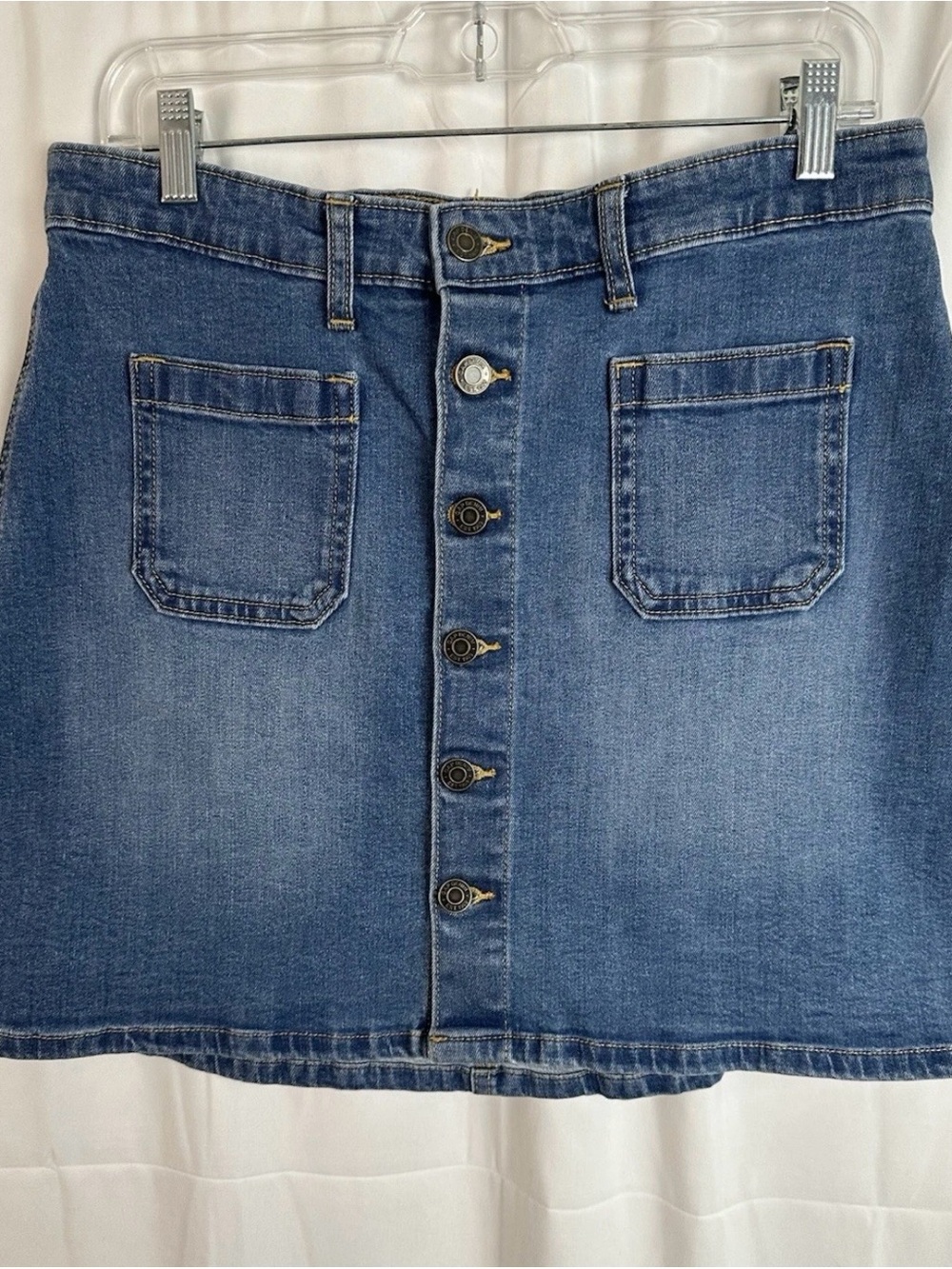 GAP Dark Blue Button-Front Denim Mini Skirt, Size 8